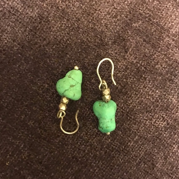 Vintage teal rock small earrings - Picture 2 of 5
